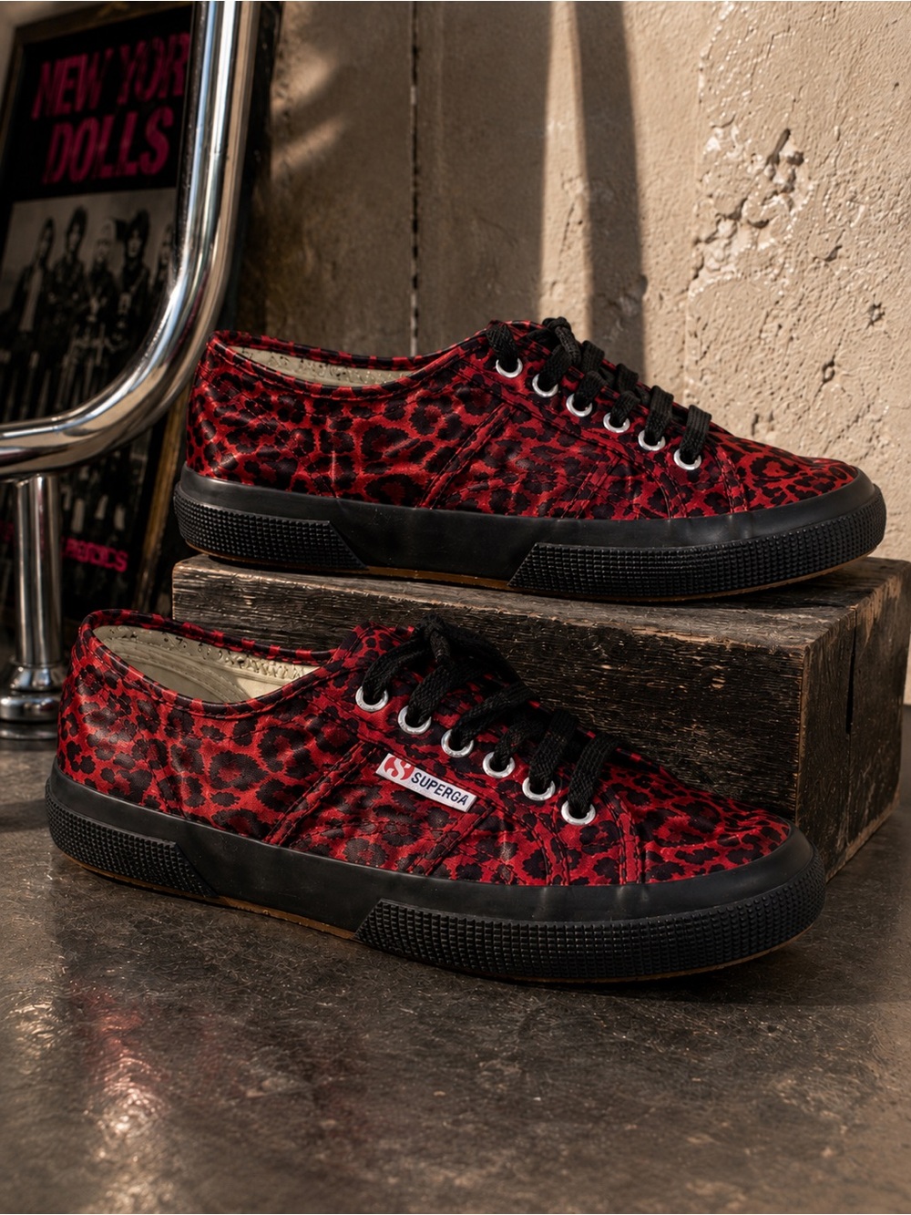 Superga Red Black Leopard Satin Sneakers Rare Y2K Women’s 8